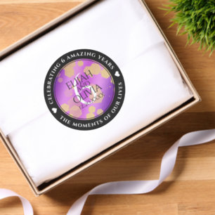 Elegant 6th Amethyst Wedding Anniversary Classic Round Sticker