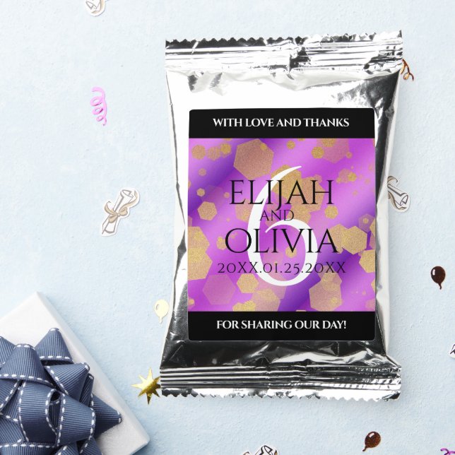 Elegant 6th Amethyst Wedding Anniversary Coffee Drink Mix (Packets)