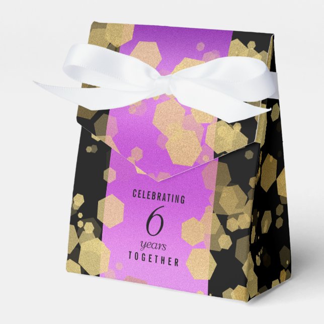 Elegant 6th Amethyst Wedding Anniversary Favor Boxes (Front Side)