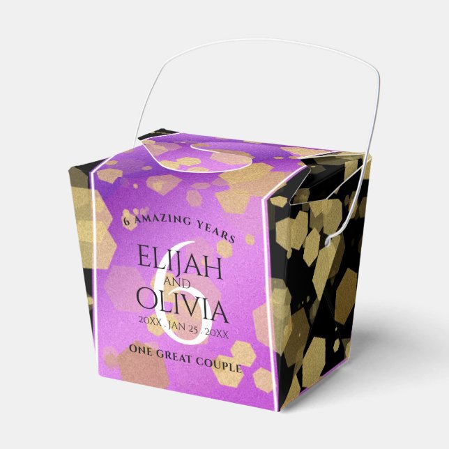 Elegant 6th Amethyst Wedding Anniversary Favor Boxes (Front Side)