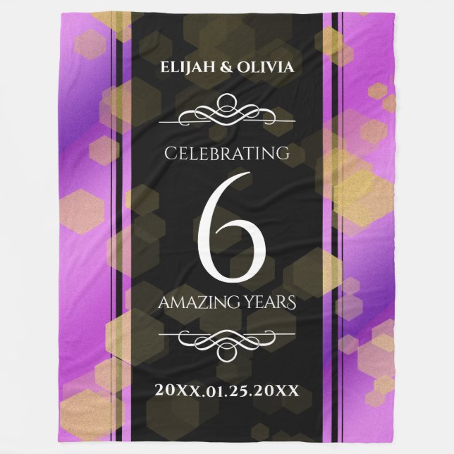 Elegant 6th Amethyst Wedding Anniversary Fleece Blanket (Front)