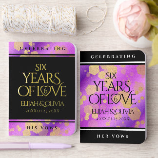 Elegant 6th Amethyst Wedding Anniversary Foil Vow Books