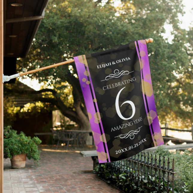 Elegant 6th Amethyst Wedding Anniversary House Flag (In SItu)
