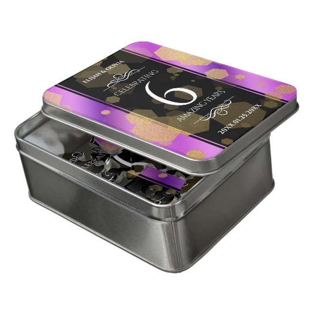 Elegant 6th Amethyst Wedding Anniversary Jigsaw Puzzle (Lid Open)
