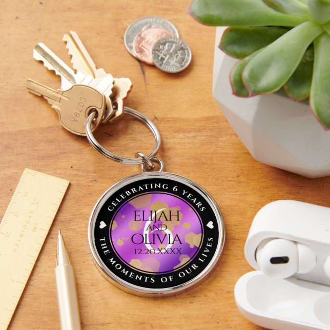 Elegant 6th Amethyst Wedding Anniversary Keychain (Desk)