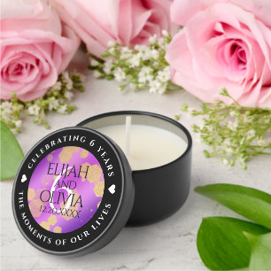 Elegant 6th Amethyst Wedding Anniversary Mini Candle Favors