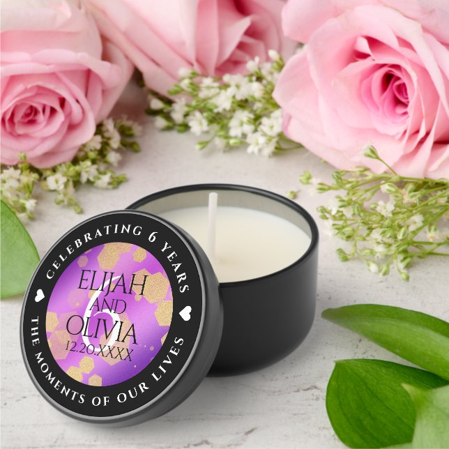 Elegant 6th Amethyst Wedding Anniversary Mini Candle Favors (Insitu (Wedding))