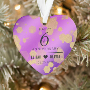 Elegant 6th Amethyst Wedding Anniversary Ornament
