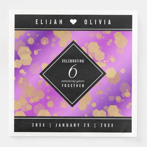 Elegant 6th Amethyst Wedding Anniversary Paper Dinner Napkins