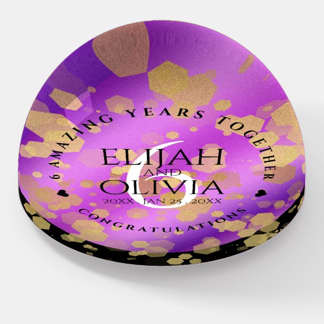 Elegant 6th Amethyst Wedding Anniversary Paperweight (Angled)