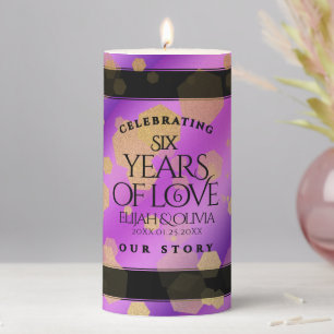 Elegant 6th Amethyst Wedding Anniversary Pillar Candle