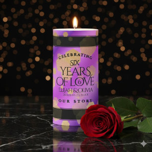 Elegant 6th Amethyst Wedding Anniversary Pillar Candle