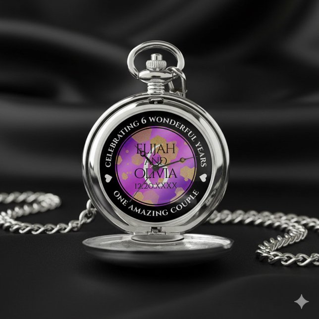 Elegant 6th Amethyst Wedding Anniversary Pocket Watch (Elegant 6th Amethyst Wedding Anniversary Pocket Watch Cover Photo)