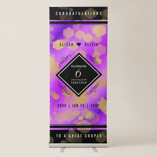 Elegant 6th Amethyst Wedding Anniversary Retractable Banner (Front)