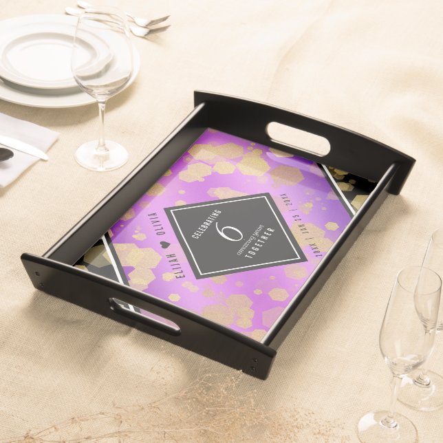 Elegant 6th Amethyst Wedding Anniversary Serving Tray (Front)