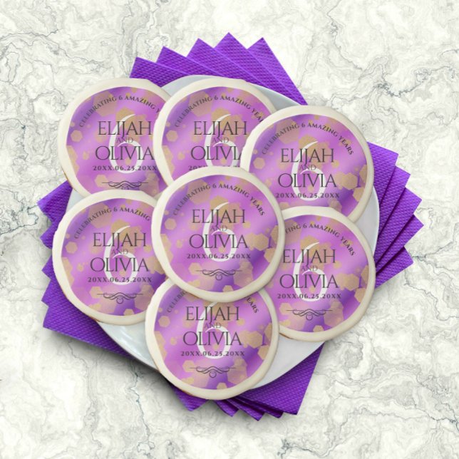 Elegant 6th Amethyst Wedding Anniversary Sugar Cookie (Creator Uploaded)
