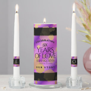 Elegant 6th Amethyst Wedding Anniversary Unity Candle Set