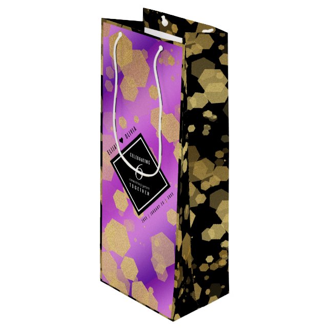 Elegant 6th Amethyst Wedding Anniversary Wine Gift Bag (Front Angled)