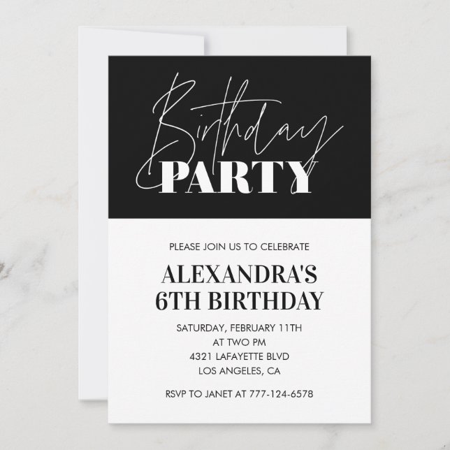 Elegant 6th birthday invitations Birthday Party (Front)