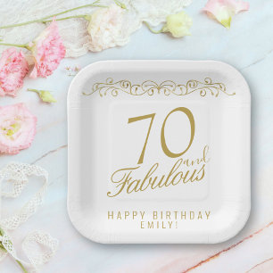 Elegant 70 and Fabulous 70th Birthday Paper Plates