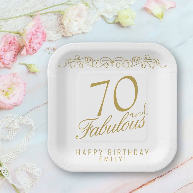 Elegant 70 and Fabulous 70th Birthday Paper Plates (Creator Uploaded)