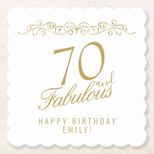 Elegant 70 and Fabulous 70th Birthday Party Paper Coaster