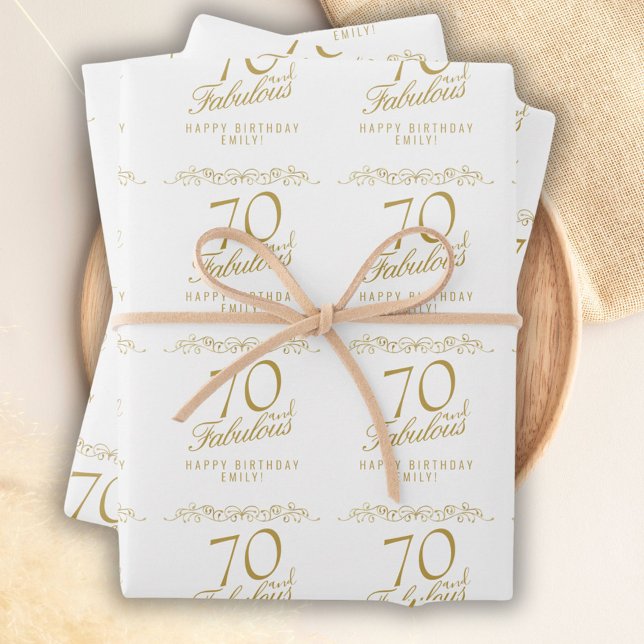 Elegant 70 and Fabulous 70th Birthday  Wrapping Paper Sheets (Creator Uploaded)
