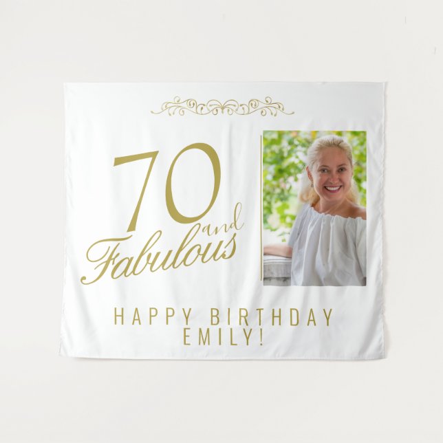 Elegant 70 and Fabulous Birthday Photo Backdrop (Front (Horizontal))