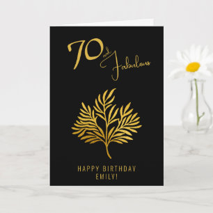 Elegant 70 and Fabulous Gold Twigs 70th Birthday Card