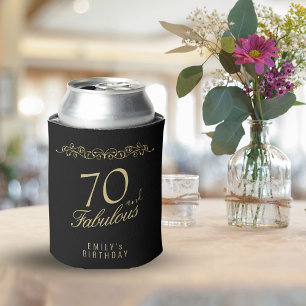 Elegant 70 and Fabulous Ornament 70th Birthday Can Cooler