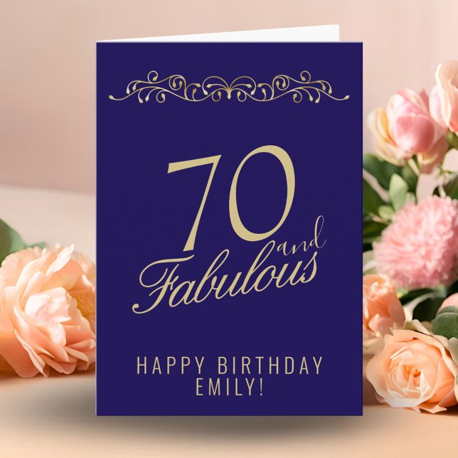 Elegant 70 and Fabulous Ornament 70th Birthday Card (Creator Uploaded)