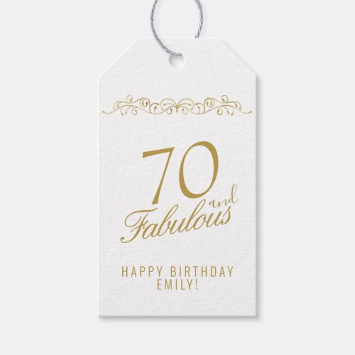 Elegant 70 and Fabulous Ornament 70th Birthday Gift Tags