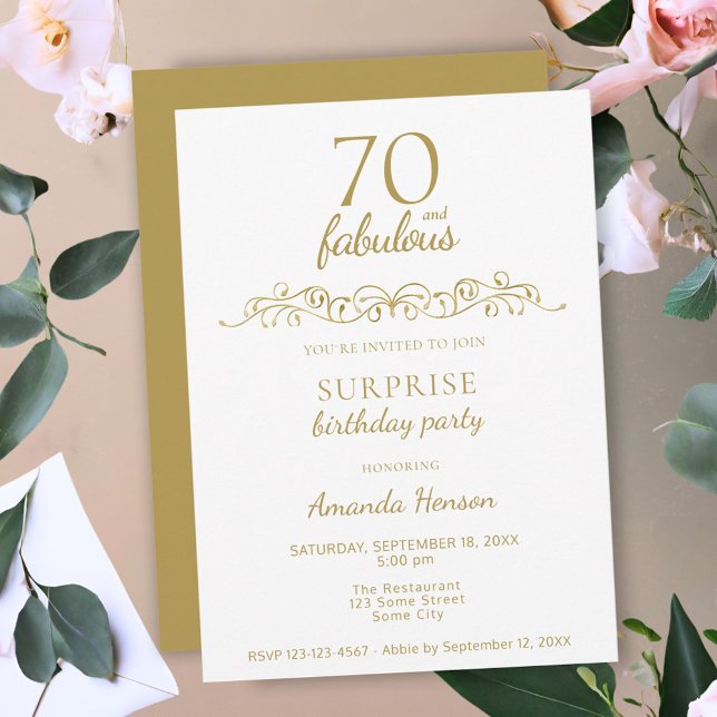 Elegant 70 and Fabulous Ornament 70th Birthday Invitation (Creator Uploaded)