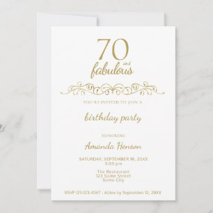 Elegant 70 and Fabulous Ornament 70th Birthday Invitation