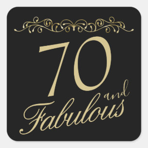 Elegant 70 and Fabulous Ornament 70th Birthday Square Sticker