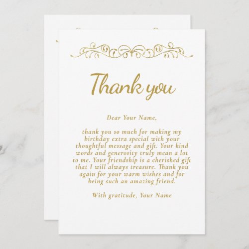 Elegant 70 and Fabulous Ornament 70th Birthday Thank You Card