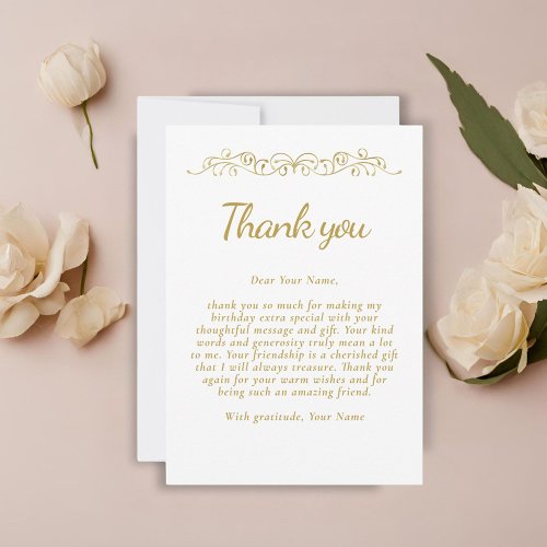 Elegant 70 and Fabulous Ornament 70th Birthday Thank You Card