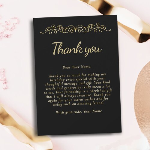 Elegant 70 and Fabulous Ornament 70th Birthday Thank You Card