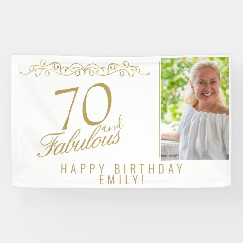 Elegant 70 and Fabulous Ornament Birthday Photo Banner