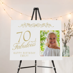 Elegant 70 and Fabulous Ornament Birthday Photo Foam Board