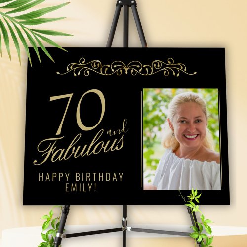 Elegant 70 and Fabulous Ornament Birthday Photo   Foam Board