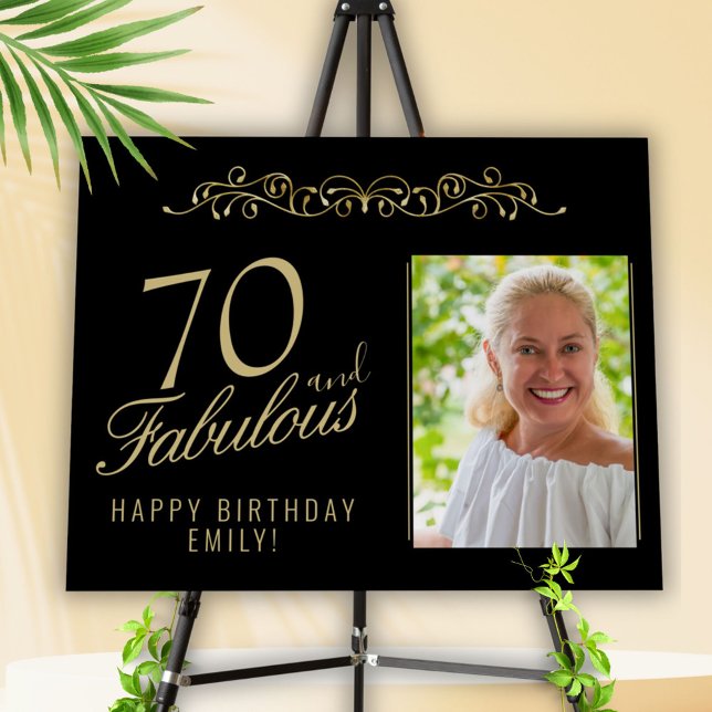 Elegant 70 and Fabulous Ornament Birthday Photo   Foam Board (Creator Uploaded)
