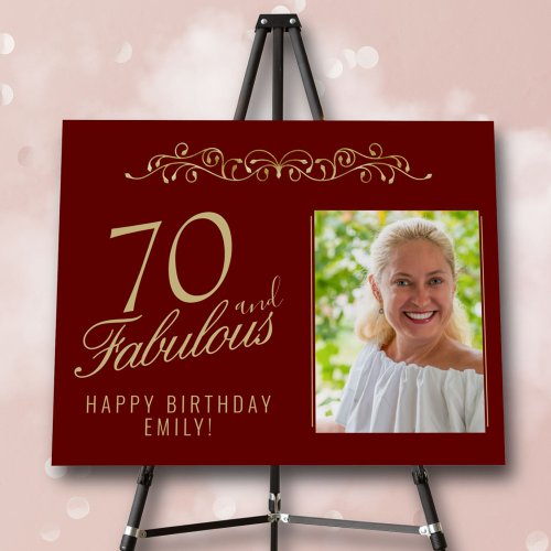 Elegant 70 and Fabulous Ornament Birthday Photo   Foam Board