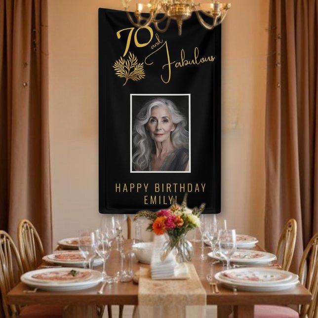 Elegant 70 and Fabulous Twigs 70th Birthday Photo Banner (Creator Uploaded)