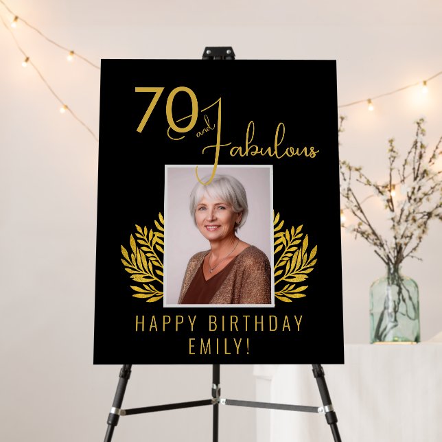 Elegant 70 and Fabulous Twigs 70th Birthday Photo Foam Board (In Situ (Stand))
