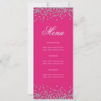 Elegant 70 Birthday Menu Silver Confetti Hot Pink