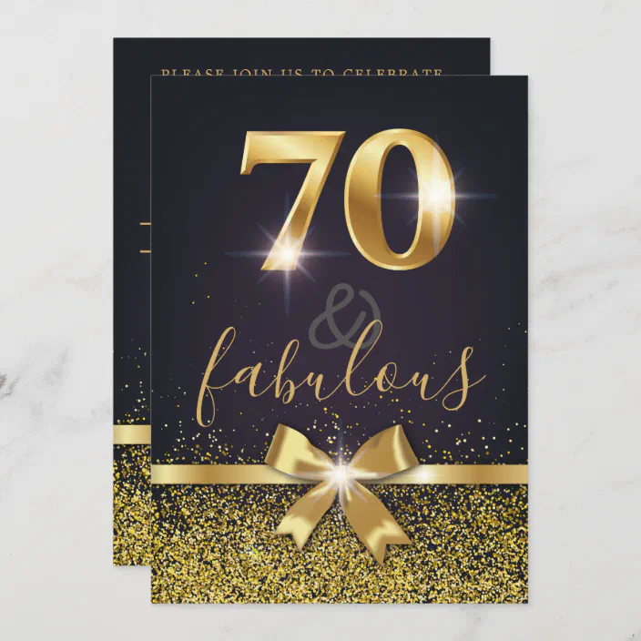 Elegant 70 Fabulous Gold Glitter 70th Birthday Invitation Zazzle Com