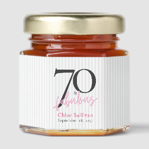 Elegant 70 &Fabulous Name 70th Birthday Party Honey Jar Favors