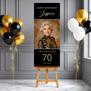 Elegant 70 Years Black & Gold Photo  Foam Board