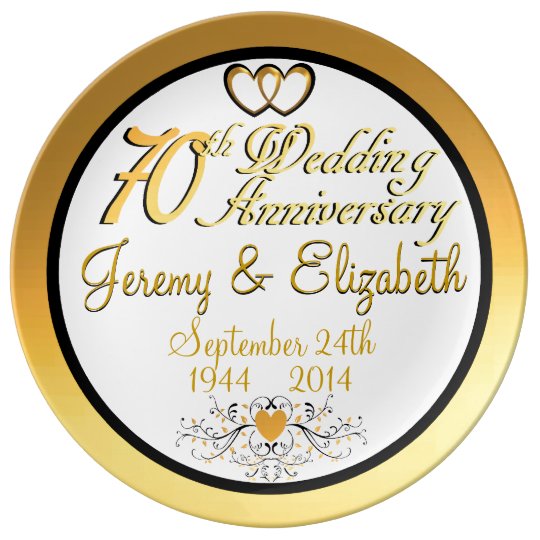 Elegant 70th Anniversary Porcelain Plate